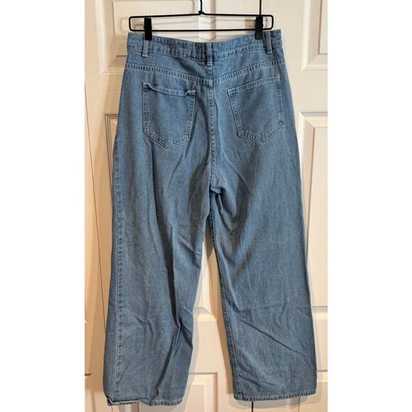 Light Wash Wide-Leg Cargo Jeans - 90s Y2K Aesthetic- Med - Picture 6 of 8